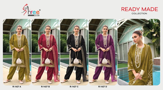 R 1427 By Shree Viscose Roman Silk Pakistani Readymade Suits Wholesale Online